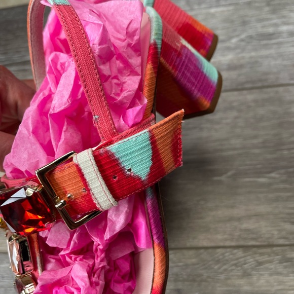 KATE SPADE Jeweled Multicolor Heels Size 7 T-Strap Block Heels - Picture 4 of 9